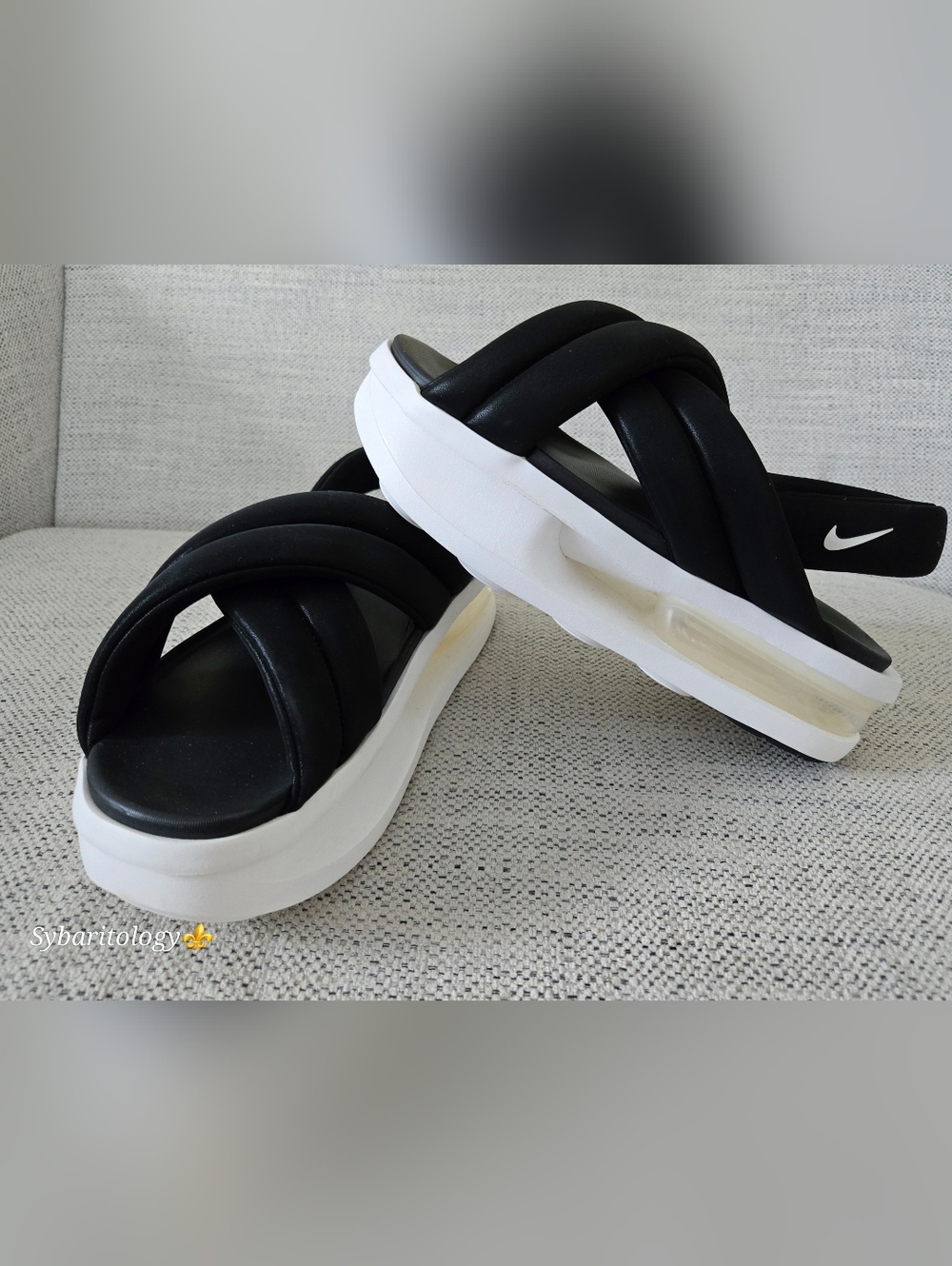NWT NIKE AIR MAX ISLA Women's Black Platform Slide Sandals Size: 11/43 - Picture 5 of 13